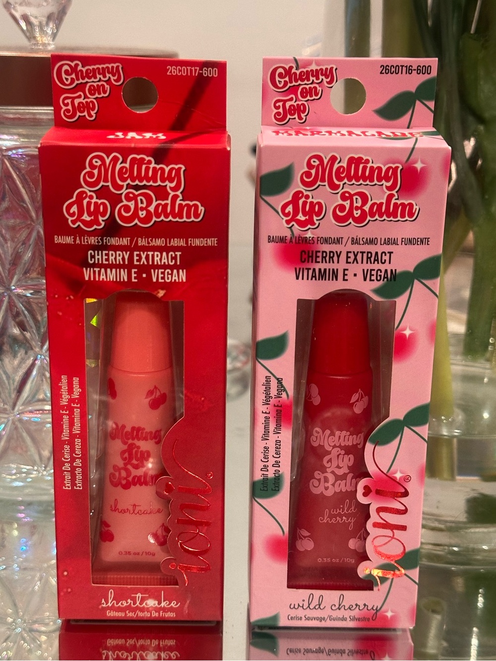 IONI Cherry On Top Melting Lip Balm Duo 2 Shortcake Wild Cherry Vegan NEW SEALED